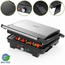 Monzana - Kontaktgrill xxl 180° Klappbar Antihaftbeschichtung Cool-Touch-Griff Küche Tischgrill Sandwich Maker Elektrogrill Panini Toaster Raclette