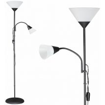 Lámpara de Pie Lectura Salón Comedor Sofá Brazo Flexible Luz de Lectura 175cm Negro - Monzana