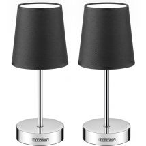 Monzana - Nachttischlampe Stoffschirm 32cm Hoch E14 Chrom 15W Wohnzimmer Schlafzimmer Büro Flur Metall Schirm Tischlampe Tischlampe Nachttischleuchte