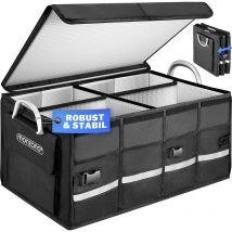 Organizer Bagagliaio Auto 68L Divisori Estraibili Pellicola Termica 60x35x30cm Portaoggetti Impermeabile Box Pieghevole Schwarz mit Isolierfolie (de)