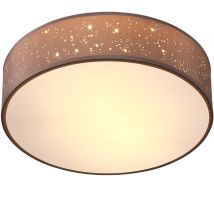 Plafoniera in Tessuto Design a Stelle Paralume Rotondo con Attacco E27 Lampada da Soffitto Soggiorno Cameretta Camera da Letto Vari Colori 38cm Taupe