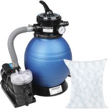 MONZANA Pompa di filtraggio piscina a 7 vie pompe a sabbia 9.600 l/h 25L depuratore fuoriterra con palline filtranti