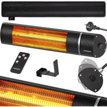 Stufa Elettrica a Infrarossi 3 Livelli di Calore 2000W Inclinabile di 90° Telecomando IP55 Nero - Monzana