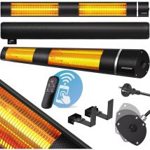 Stufa Elettrica a Infrarossi 3 Livelli di Calore 3000W Inclinabile di 90° Telecomando IP55 Nero - Monzana