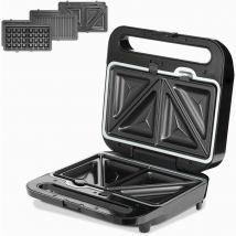 Monzana - xxl Toastie Maker 3-in-1 Sandwich Toaster 1000W Cool-Touch Handle Non-Stick Coating 3 Removable Sandwich Grill Waffle Plates