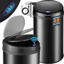 Mülleimer Küche mit Sensor Edelstahl usb Ladekabel Berührungslos Deckel Hygienisch Papierkorb Automatik Abfalleimer Wasserdicht Büro Recycling