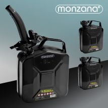 Monzana - Set 3x Bidones de Gasolina Metálicos 5L Cierre de Seguridad Recipiente Combustible Diésel Aceite Aprobación onu