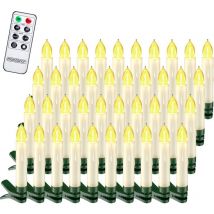 Deuba Set de 20/30/40 Velas led inalámbricas con Control remoto Temporizador 8 funciones y pilas incluidas - Blanco/Multicolor 40er / warm weiß (de)