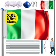 MONZANA Set Montaggio Bandiera con Asta in Alluminio 6,5 m Incl. Fune Moschettone Italien (de)