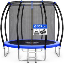 Trampolín ø 244/305 cm Set completo certificado tüv Rheinland gs incluye red de seguridad cubierta de borde escalera trampolín para niños de jardín