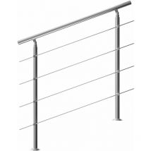 MONZANA Treppengeländer Edelstahl Innen und Außen Handlauf Geländer Brüstung Balkon 4 Querstreben, 120 cm