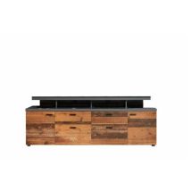 Trendteam - Meuble tv mood 2 portes et 2 tiroirs - Mélaminé bois vieilli et gris mat - l 180 x 47 x 66 cm