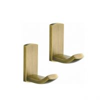 Lune - Moon-Antique Brass Robe Hooks Shower Towel Hook for Hanging Bathroom Wall Kitchen Hooks, Brushed Bronze - Pack of 2