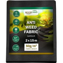 Moorland Gardur Toile Anti Mauvaises Herbes Jardin Permeable à l'Eau Noir 200cm, 1500 (de)