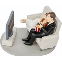 Mopec Statuetta Pastello Sposi Darling Wedflix 18 X 13,5 Cm, Bianco, Taglia Unica Figura Torta, 18cm
