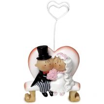 Mopec - Z46 Portafoto, con sposi Pit e Pita seduti su panchina a Forma di Cuore, Confezione da 6 Pezzi