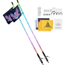 2 Stück 3 ft LED-Peitschenlicht, app- und RF-Fernbedienung, wasserdichte 360°-Spiral-RGB-Lichter mit 4 Flaggen für UTVs, ATVs, Motorräder, LKWs,