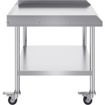 Mophorn - 30 x 36 x 30' Arbeitstisch aus Edelstahl, robuster kommerzieller Tisch zur Lebensmittelzubereitung mit Rollen, 4 Rädern und 3-seitiger