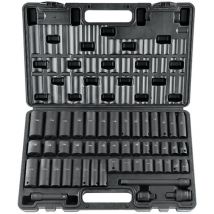 3/8'-Antrieb Schlagschrauber-Steckschlüsselsatz, 48-teilig, sae und metrisch, 6-kant Cr-V, Antriebsverlängerung, für Bohrmaschine, inkl.