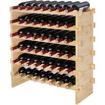 Mophorn - 48 Bottle Stackable Modular Wine Rack, 6-Tier Bamboo Wood Display Rack, Beautiful and Neat, Easy to Take