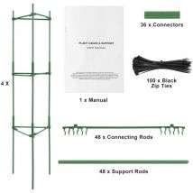 Mophorn 4er-Pack Tomatenkäfige 63 Zoll, stapelbare Pflanzengitterstütze, Gartenpfähle für Gemüse, Blumen, Kletterpflanzen, Hochbeet, grünes Metall