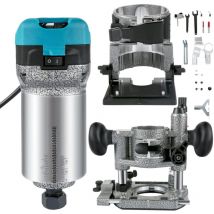 Mophorn - 710W Défonceuse à bois, défonceuse pour le travail du bois avec 3 pinces, base inclinable et plongeante, coque en aluminium, 13000-33000