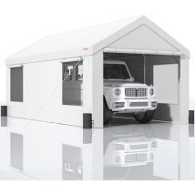 VEVOR Abri de voiture robuste de 3 x 6 m, abri de garage exterieur avec parois laterales amovibles, fenetres et portes ventilees enroulables, bache