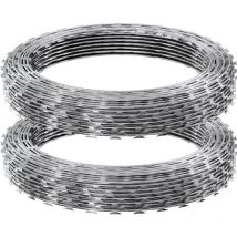 Alambre de Espino 30 m 2 Rollos de Alambre de Espino Galvanizado en Caliente Malla de Alambre Protección Anti-Intrusión Cuchillas de Espino Afiladas