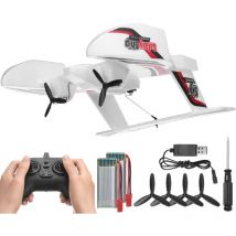 Mophorn - Avion rc - 2,4 GHz 3 canaux, gyroscope 6 axes, 2 batteries, amphibie, vol facile pour tous