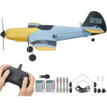 Avion rc - 2,4 GHz 3 canaux, gyroscope 6 axes, 2 batteries, planeur rc de chasse de la Seconde Guerre mondiale, vol facile pour tous les âges