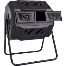 Bac à compost à double chambre de 43 gallons, grand composteur rotatif à culbutage avec 2 portes coulissantes, cadre en acier, sans bpa pour jardin,