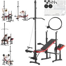 Mophorn - Banc de musculation, 600 lb, multifonctionnel, réglable, banc de musculation plat, banc utilitaire pour entraînement complet du corps à