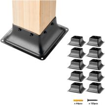 Mophorn - Base de poteau 101,6 x 101,6 mm, 10 supports en acier robuste avec revêtement en poudre, 91 x 91 mm interne pour ancrage de poteau en bois,