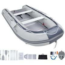Mophorn - Bateau pneumatique annexe de sport à tableau arrière pour 6 personnes, capacité de 1 500 lb, plancher en bois marin, banc réglable en