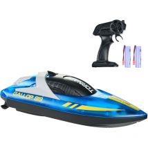 Mophorn Bateau télécommandé, 2,4 GHz 12 km/h, télécommandé pour piscines et lacs, bateau de course avec lumière LED, 2 batteries rechargeables,