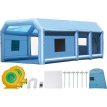 Cabine de peinture gonflable, 32,8 x 21 x 14,8 pieds. Équipée de souffleurs puissants de 1100 w + 750 w et d'un système de filtre à air. Portable