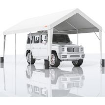 Mophorn - vevor Carport Auvent pour Voiture, Abri de Garage Exterieur 3x6 m avec 8 Poteaux Renforces et 4 Sacs Lestes, Bache Impermeable Resistante