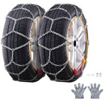 Mophorn Chaînes de pneus pour neige, Chaînes de traction d'urgence en acier alliage manganèse pour voitures, SUV, camions, pick-ups, Argent, 2