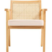 Mophorn - Chaise en rotin chaise de salle à manger moderne du milieu du siècle avec accoudoirs, chaise rembourrée avec dossier en rotin, pour salon,
