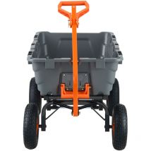 Chariot à benne basculante – Chariot de jardin en polyéthylène avec cadre en acier, capacité de 1 500 lb, poignée convertible 2 en 1, brouette
