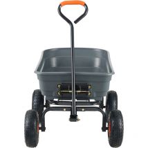 Mophorn - Chariot à benne basculante – Chariot de jardin en polyéthylène avec cadre en acier, capacité de 600 lb, poignée convertible 2 en 1,