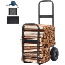 Mophorn - Chariot à bûches, capacité de 250 lb, chariot en acier robuste avec roues en pu et tissu imperméable, support de stockage de bois