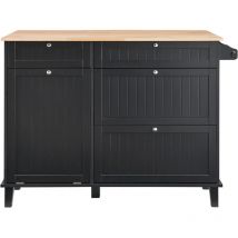 Mophorn - Chariot d'îlot de cuisine, bar à déjeuner en bois de 50 » avec armoire à poubelles basculante pour un rangement de 10 gallons, table de