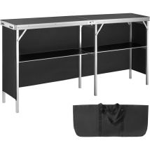 Mophorn - vevor Comptoir de Stand Foire Salon 195x38,5x88cm Table de Bar Pliante Extra Longue et Portable avec Sac de Transport Etagere de Rangement