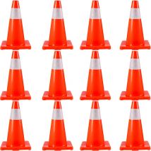 Mophorn - vevor Cone Signalisation Reflechissant 12 Pieces 45,7 cm de Haut, Plot de Chantier avec Base en pvc, Cone de Securite Orange, pour