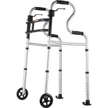 Mophorn - Déambulateur pliable sur roulettes, assistance 3 en 1 à la position debout, hauteur et largeur réglables, aluminium léger, aide à la