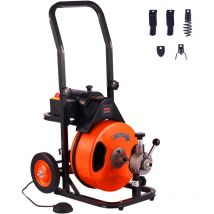 Mophorn - Deboucheur Electrique de Canalisation 15 m x 9,5 mm Machine de Nettoyage de Tuyaux Alimentation Auto Nettoyeur Tubes Pro 4 Coupeurs