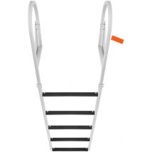 Mophorn - Dock Leiter, 5-Schritt Flip-Up, 350 lbs Kapazität, Aluminiumlegierung Ponton Boot Leiter mit 2'' breiten Schritt für Anti-Rutsch