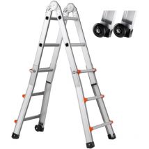 Mophorn Échelle télescopique de 9,5 pi à cadre en A, échelle extensible compacte en aluminium, échelle de camping-car pliable