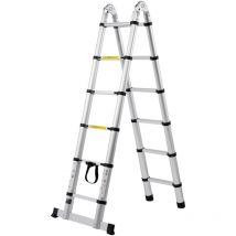 Mophorn Échelle télescopique, rallonge en aluminium de 12,5 pieds, légère, capacité de 375 lb, pour camping-car et plus